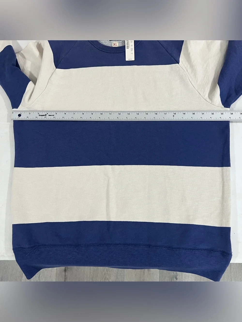 J. Crew Vintage Fleece Nautical Stripes Crewneck Pullover Mens XL Blue NWT